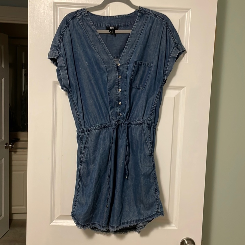 PAIGE denim tunic tie waist shirt dress size M
